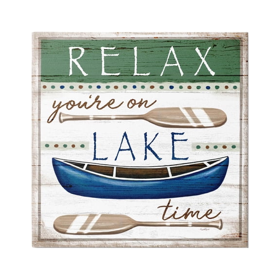 Stupell Industries Lake Time Rustic Canoe Paddle Phrase Graphic Art Gallery Wrapped Canvas Print Wall Art, Design by Elizabeth Tyndall