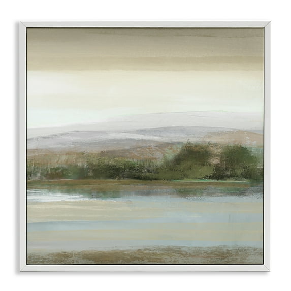 Stupell Industries Lake View Atmosphere Landscape Painting White Framed Art Print Wall Art, 17 x 17