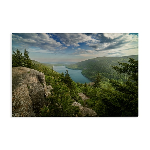 Stupell Industries Lake View Over Mountains Landscape & Nature Photography Wrapped Canvas Art Print Wall Art, 24 x 16