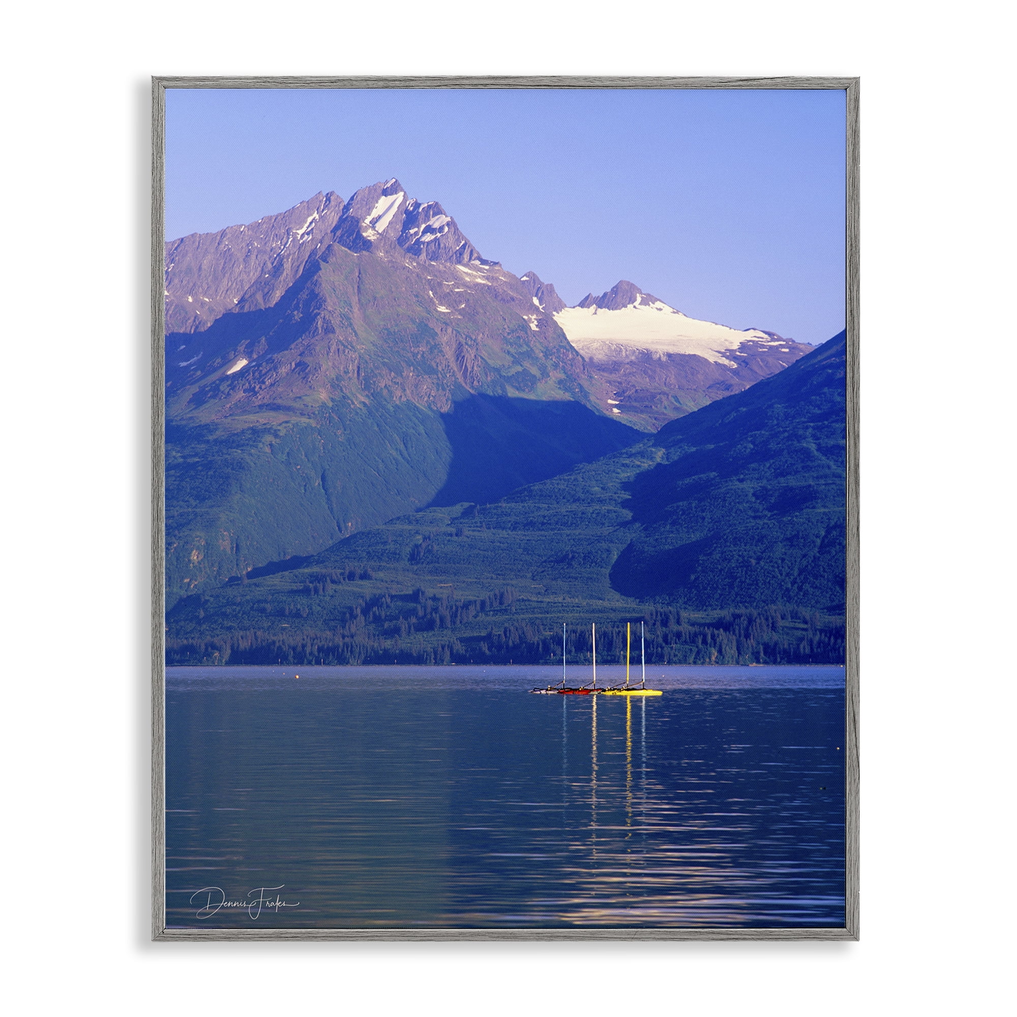 Stupell Industries Lake View Photography Landscape Photography Gray Framed Art Print Wall Art, 16 x 20