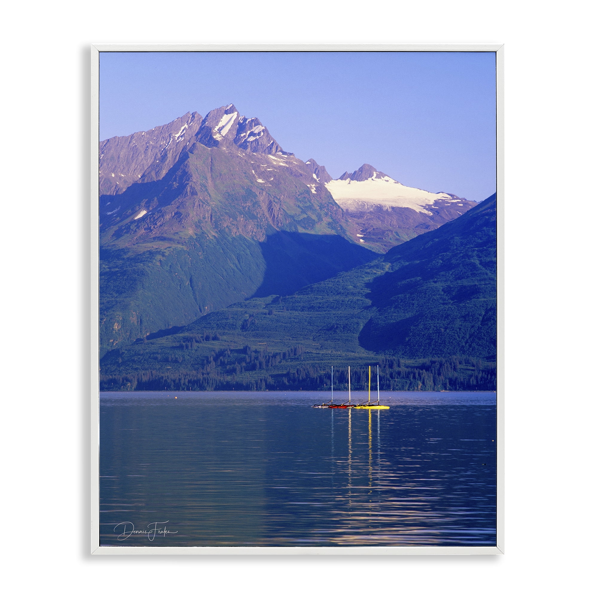 Stupell Industries Lake View Photography Landscape Photography White Framed Art Print Wall Art, 16 x 20