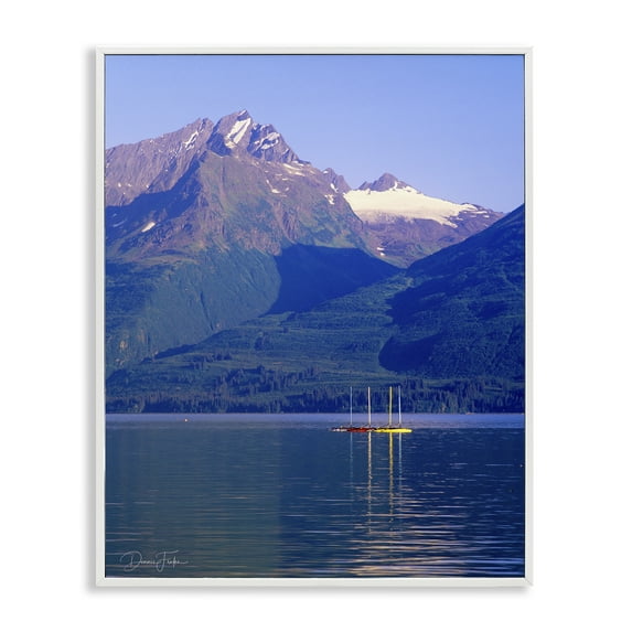 Stupell Industries Lake View Photography Landscape Photography White Framed Art Print Wall Art, 16 x 20