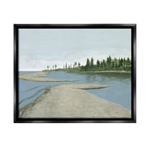 Stupell Industries Lake Waterfront Scenery Landscape Painting Black Floater Framed Canvas Art Print Wall Art, 21 x 17