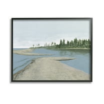 Stupell Industries Lake Waterfront Scenery Landscape Painting Black Framed Art Print Wall Art, 14 x 11