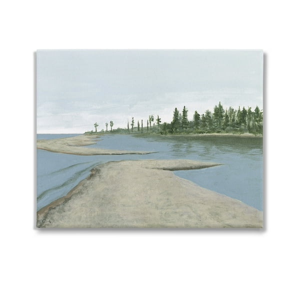 Stupell Industries Lake Waterfront Scenery Landscape Painting Gallery Wrapped Canvas Art Print Wall Art, 20 x 16