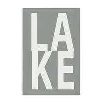 Stupell Industries Lake Word on Grey Typography Painting Gallery Wrapped Canvas Art Print Wall Art, 16 x 24