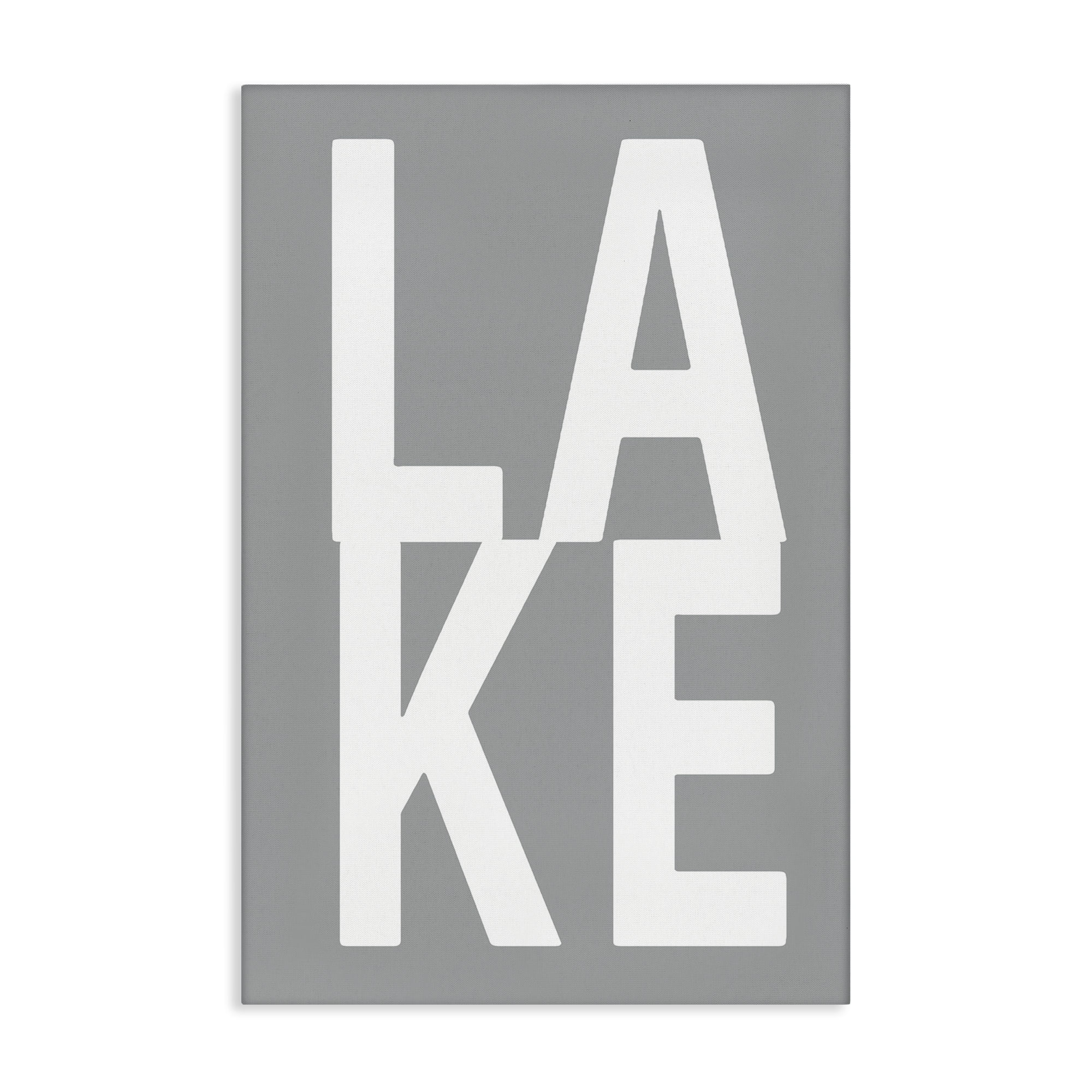 Stupell Industries Lake Word on Grey Typography Painting Gallery Wrapped Canvas Art Print Wall Art, 30 x 45