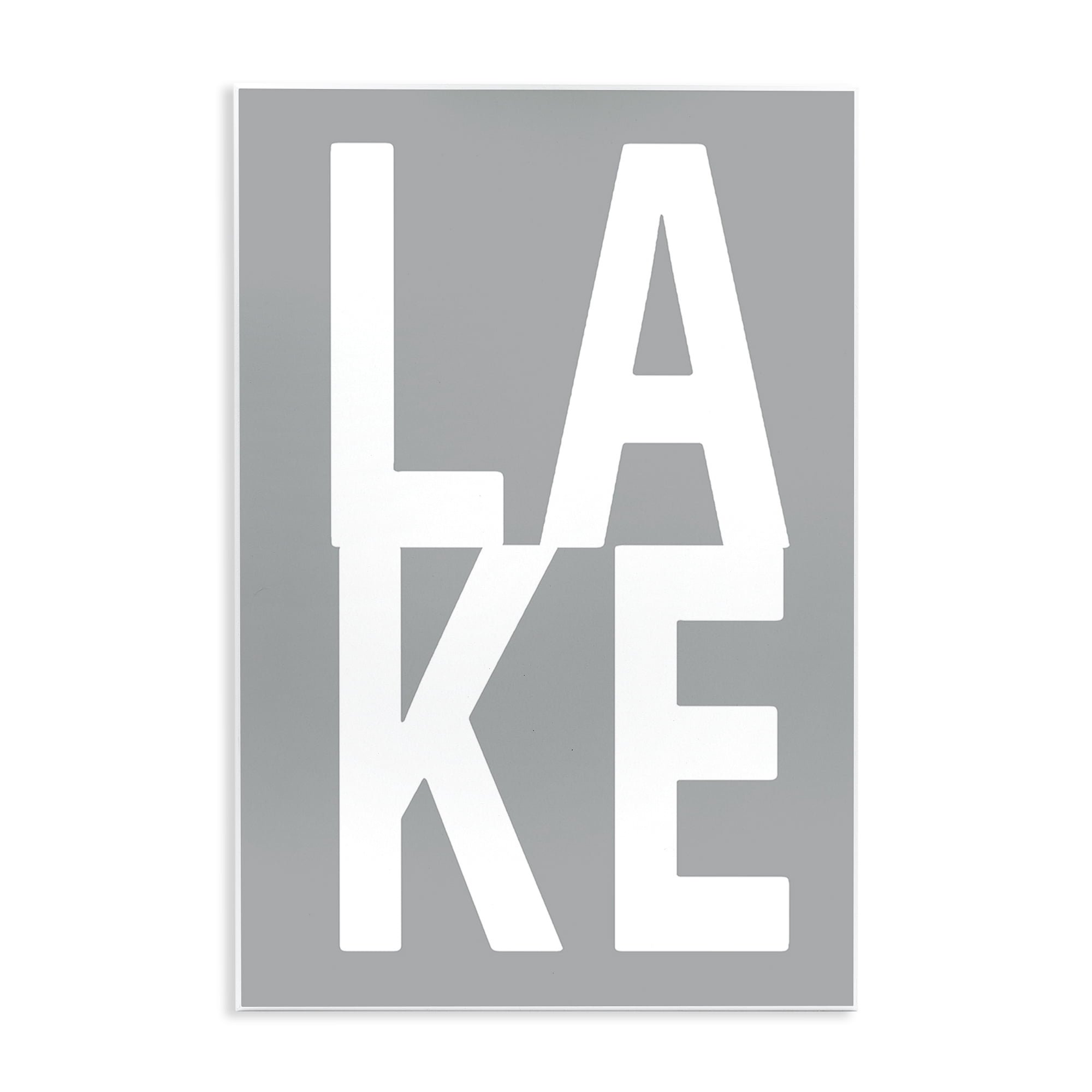 Stupell Industries Lake Word on Grey Typography Painting Unframed Art Print Wall Art, 10 x 15