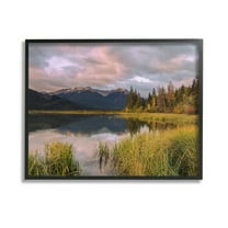 Stupell Industries Lake's Edge Landscape Landscape Photography Black Framed Art Print Wall Art, 14 x 11
