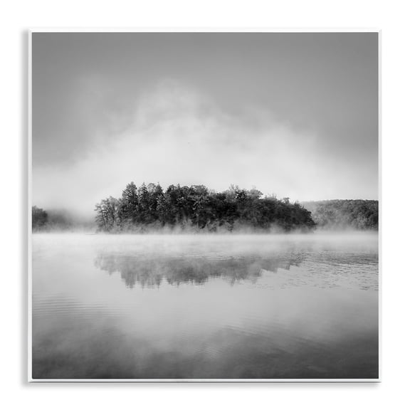 Stupell Industries Lake with Distant Island Landscape & Nature Photography Unframed Art Print Wall Art, 12 x 12