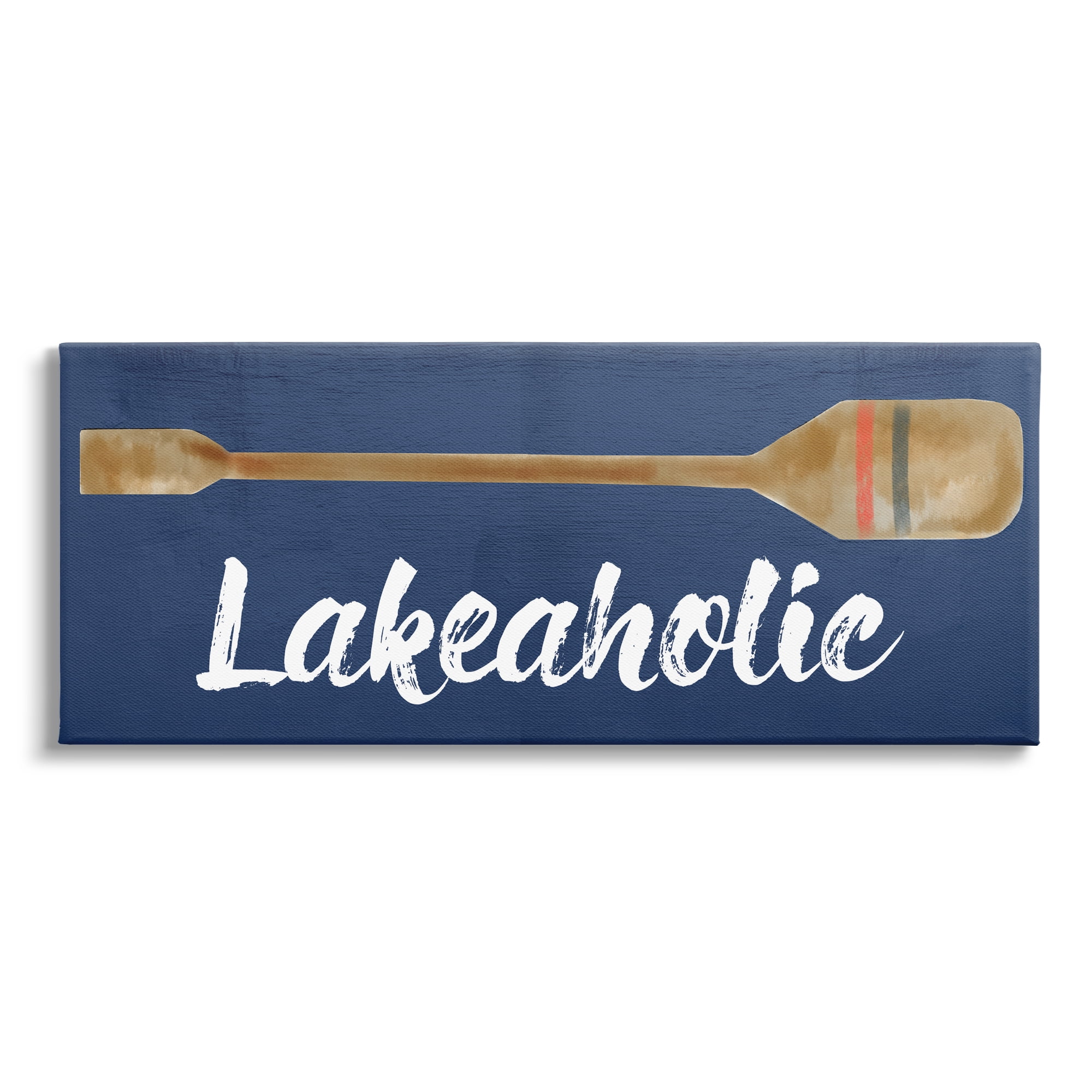 Stupell Industries Lakeaholic Boat Oar Inspirational Painting Gallery Wrapped Canvas Print Wall Art, 48 x 20
