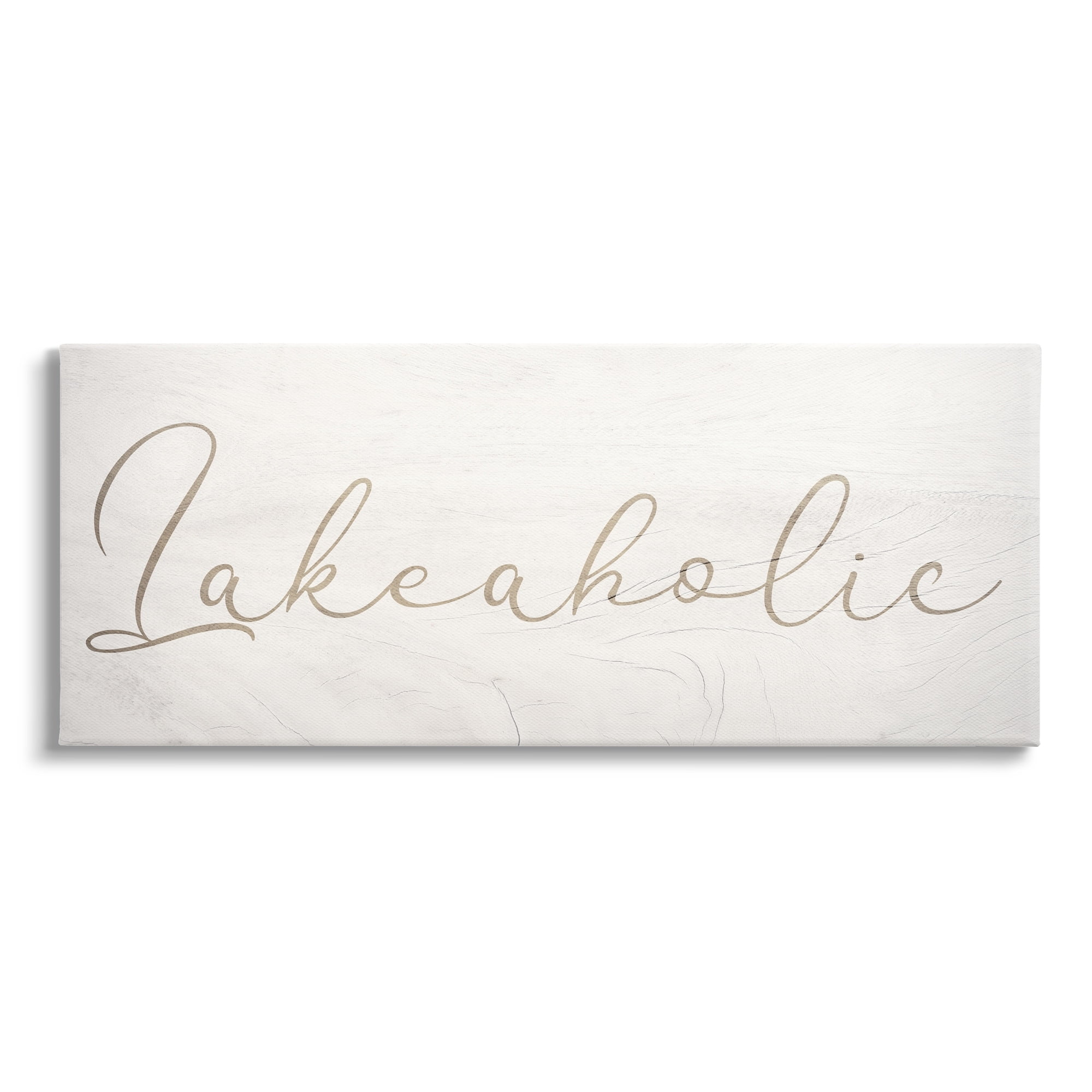 Stupell Industries Lakeaholic Shabby Chic Calligraphy Text Rustic Background Canvas Wall Art, 40 x 17, Design by Daphne Polselli