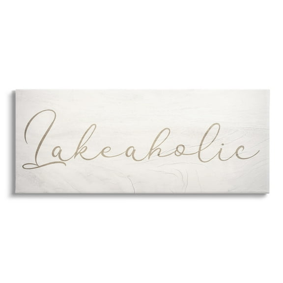 Stupell Industries Lakeaholic Shabby Chic Calligraphy Text Rustic Background Canvas Wall Art, 48 x 20, Design by Daphne Polselli
