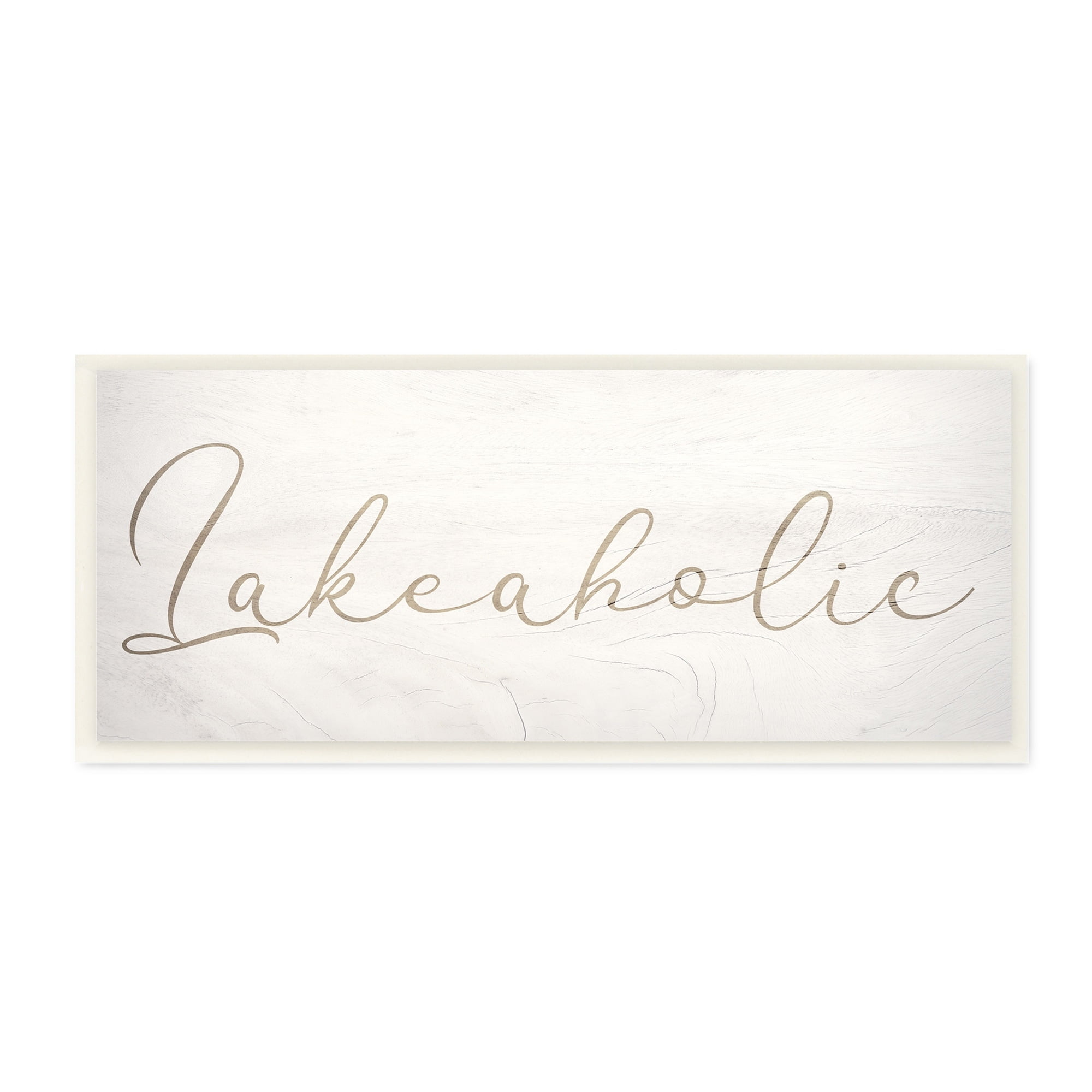 Stupell Industries Lakeaholic Shabby Chic Calligraphy Text Rustic Background Wood Wall Art, 17 x 7, Design by Daphne Polselli