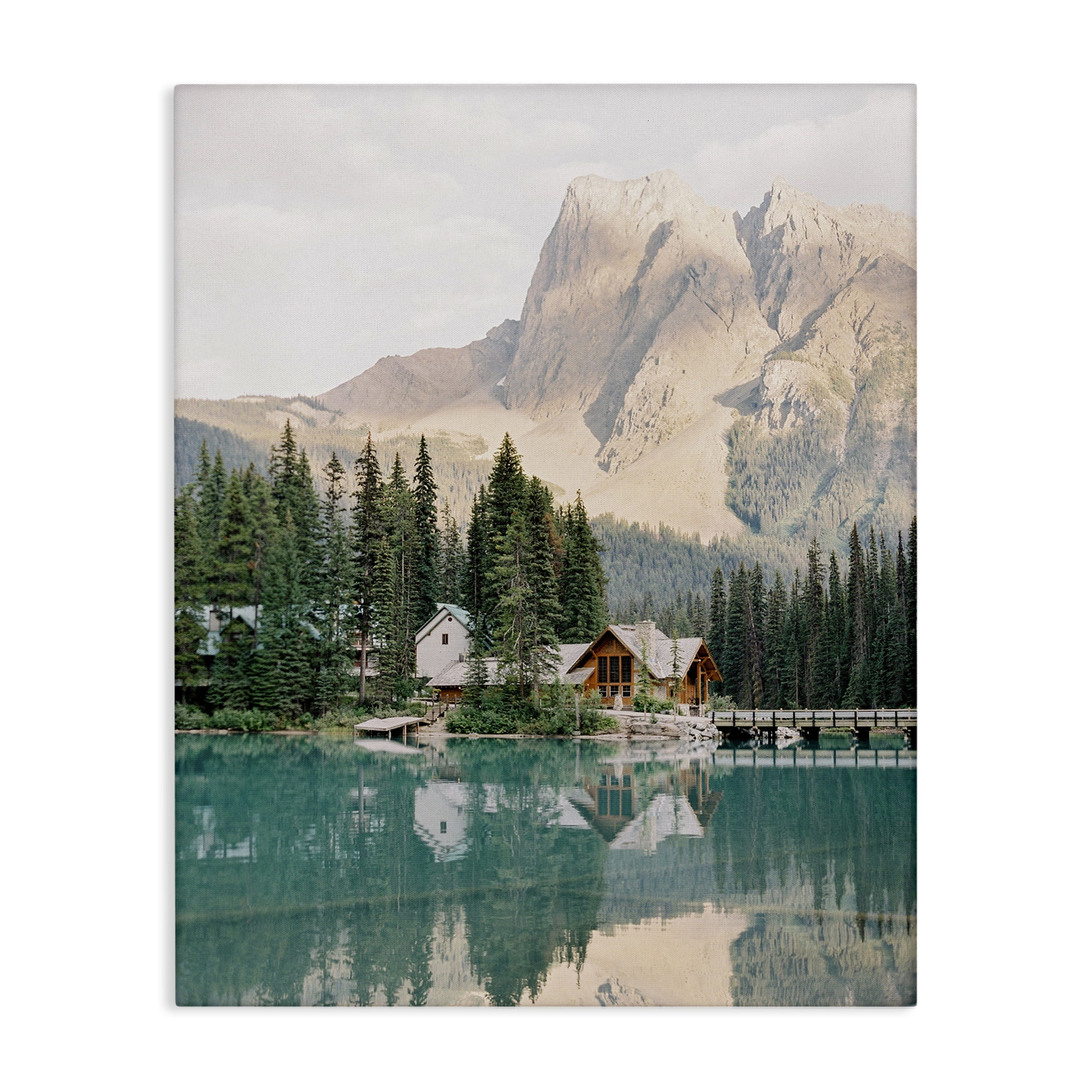 Stupell Industries Lakeside Cabin Landscape Landscape Photography Gallery Wrapped Canvas Art Print Wall Art, 36 x 48