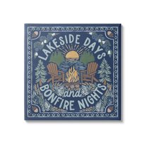 Stupell Industries Lakeside Campfire Phrase Nature Painting Gallery Wrapped Canvas Print Wall Art, 17 x 17
