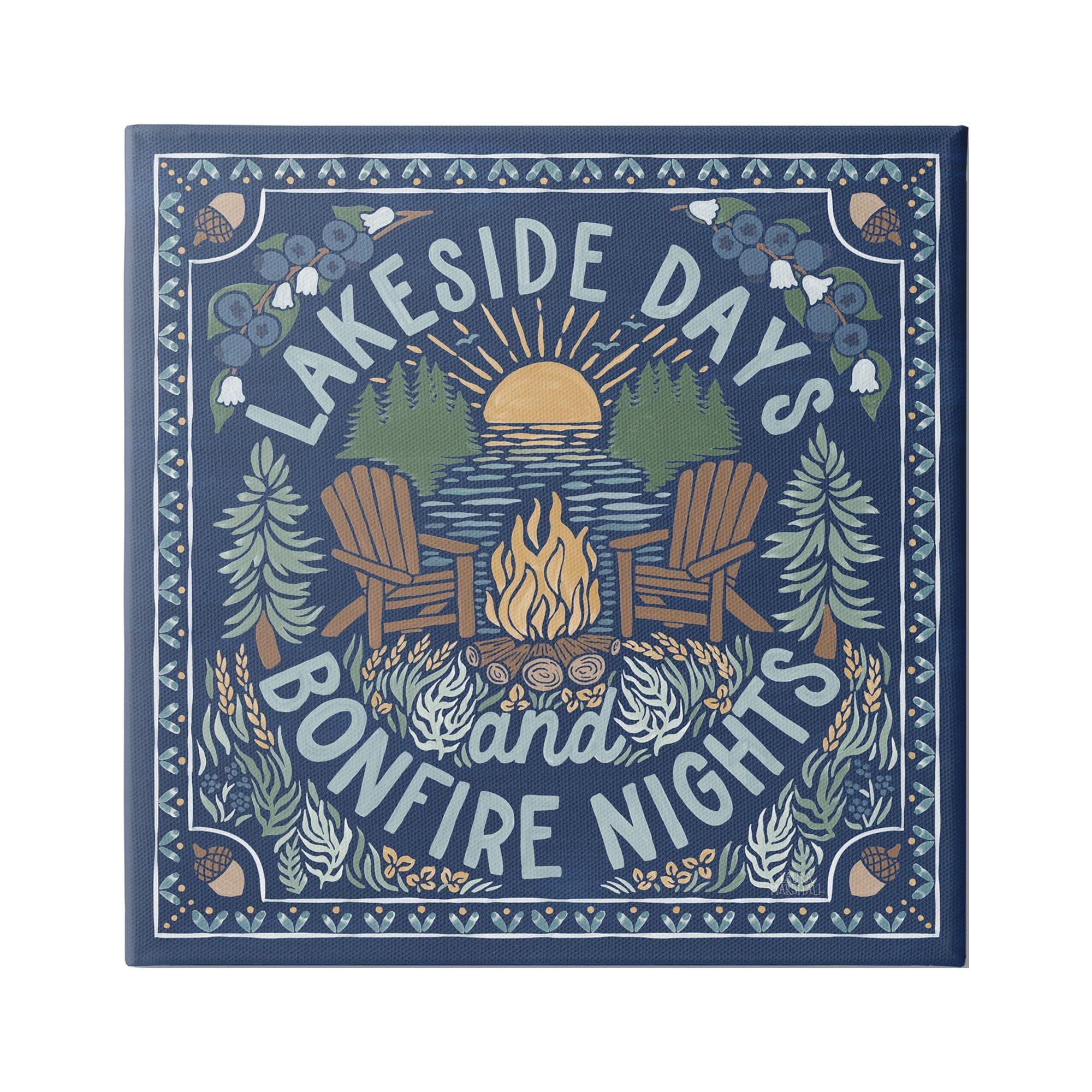 Stupell Industries Lakeside Campfire Phrase Nature Painting Gallery Wrapped Canvas Print Wall Art, 24 x 24