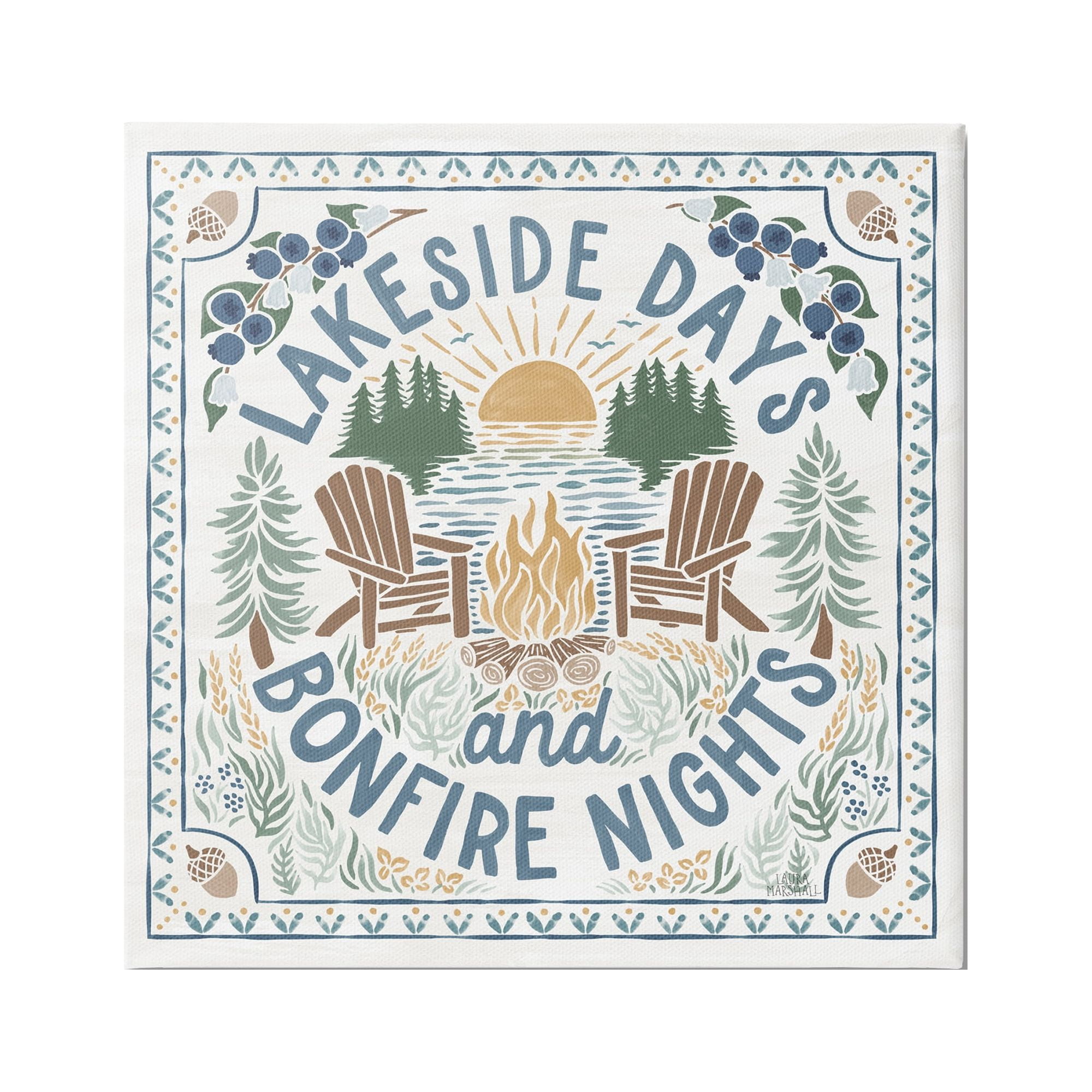 Stupell Industries Lakeside Days Bonfire Nights Nature Painting Gallery Wrapped Canvas Print Wall Art, 30 x 30