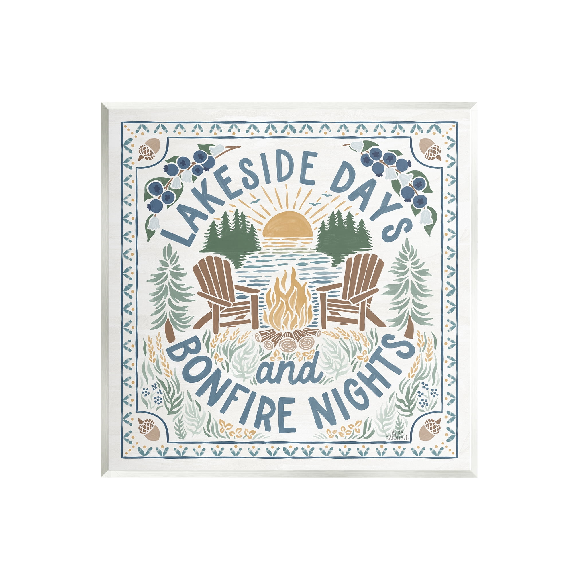 Stupell Industries Lakeside Days Bonfire Nights Nature Painting Unframed Art Print Wall Art, 12 x 12