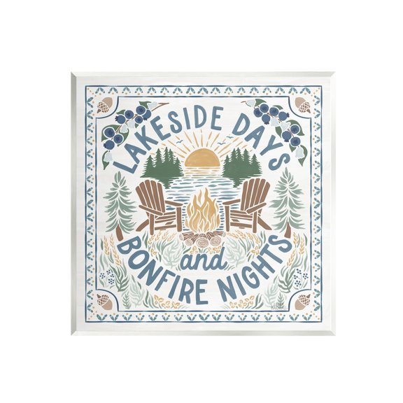 Stupell Industries Lakeside Days Bonfire Nights Nature Painting Unframed Art Print Wall Art, 12 x 12