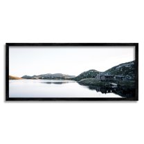 Stupell Industries Lakeside Horizon Photography Nature Photography Black Framed Art Print Wall Art, 24 x 10