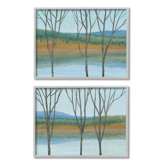 Stupell Industries Lakeside Landscape With Bare Trees Nature Painting Designed by Tim OToole