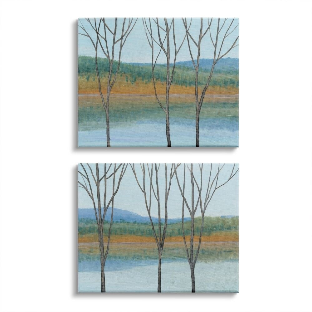 Stupell Industries Lakeside Landscape With Bare Trees Nature Painting Designed by Tim OToole