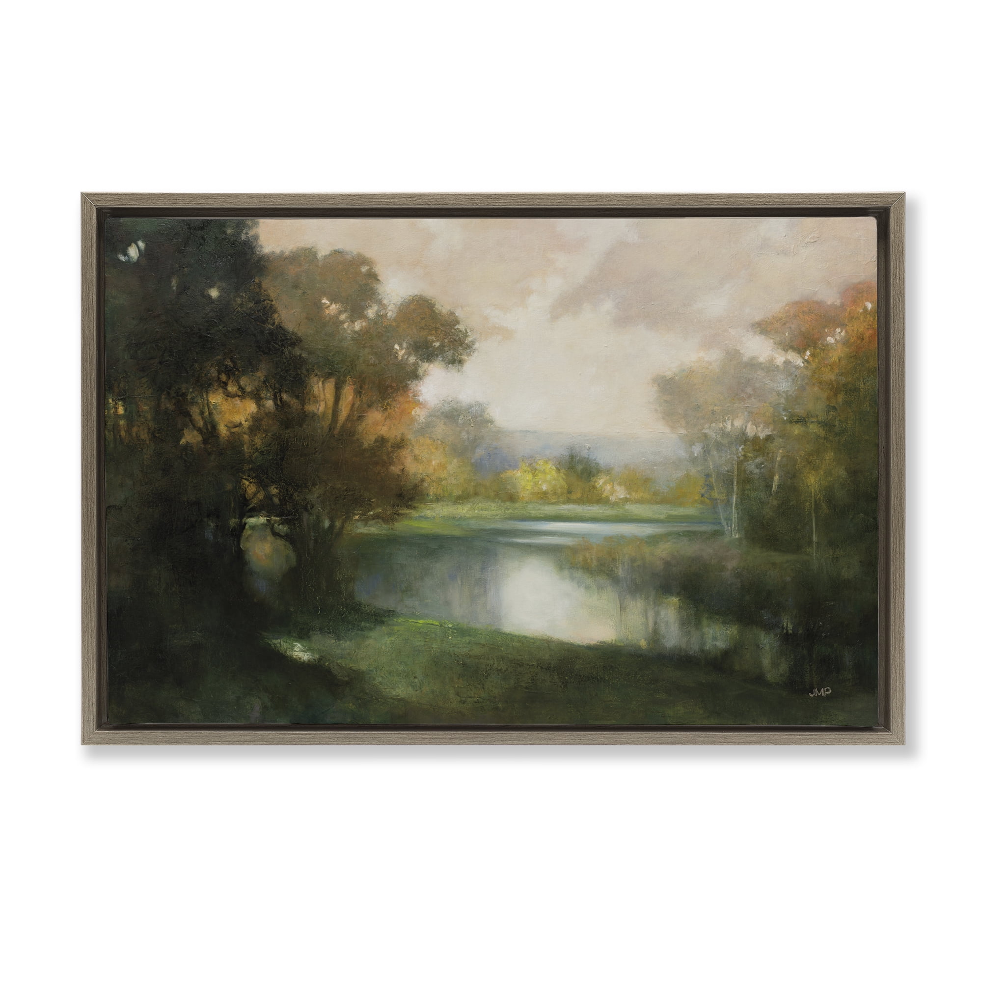 Stupell Industries Lakeside Morning in Autumn Light Brown Framed Floater Canvas Wall Art, design by Julia Purinton