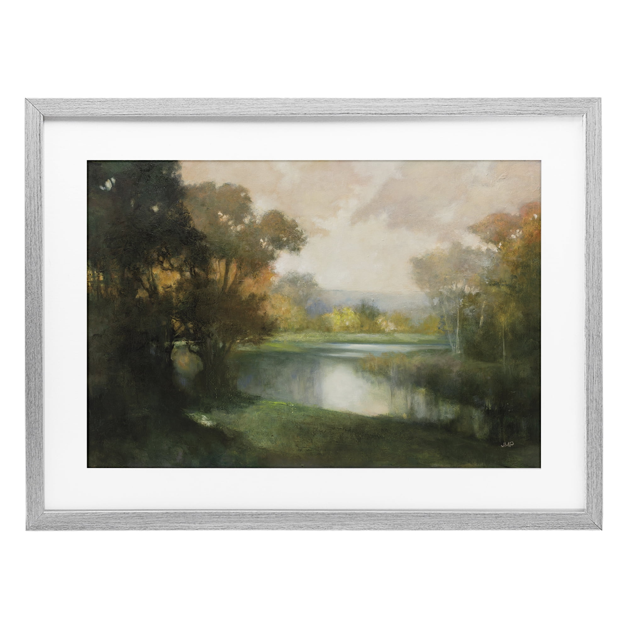 Stupell Industries Lakeside Morning in Autumn Light Gray Framed Print Under Glass, design by Julia Purinton