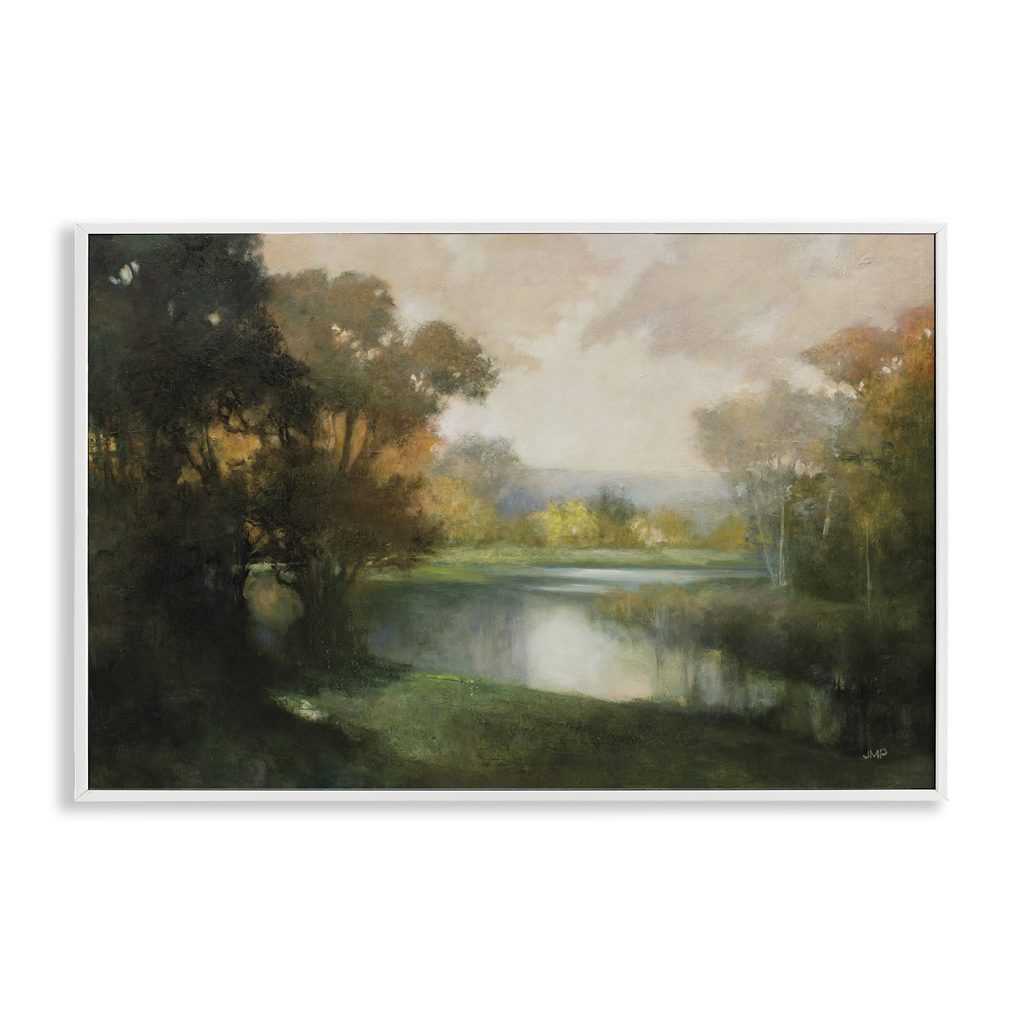 Stupell Industries Lakeside Morning in Autumn Light White Framed Giclee Art, design by Julia Purinton