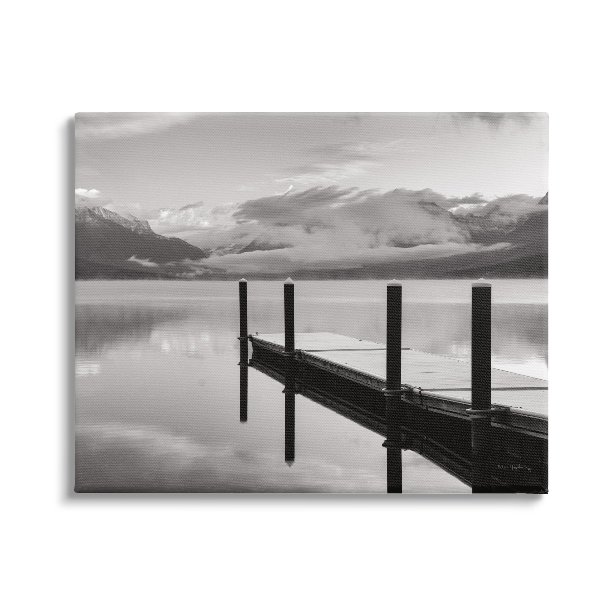 Stupell Industries Lakeside Mountain Dock Nature Photography Gallery Wrapped Canvas Print Wall Art, 20 x 16