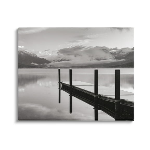 Stupell Industries Lakeside Mountain Dock Nature Photography Gallery Wrapped Canvas Print Wall Art, 40 x 30
