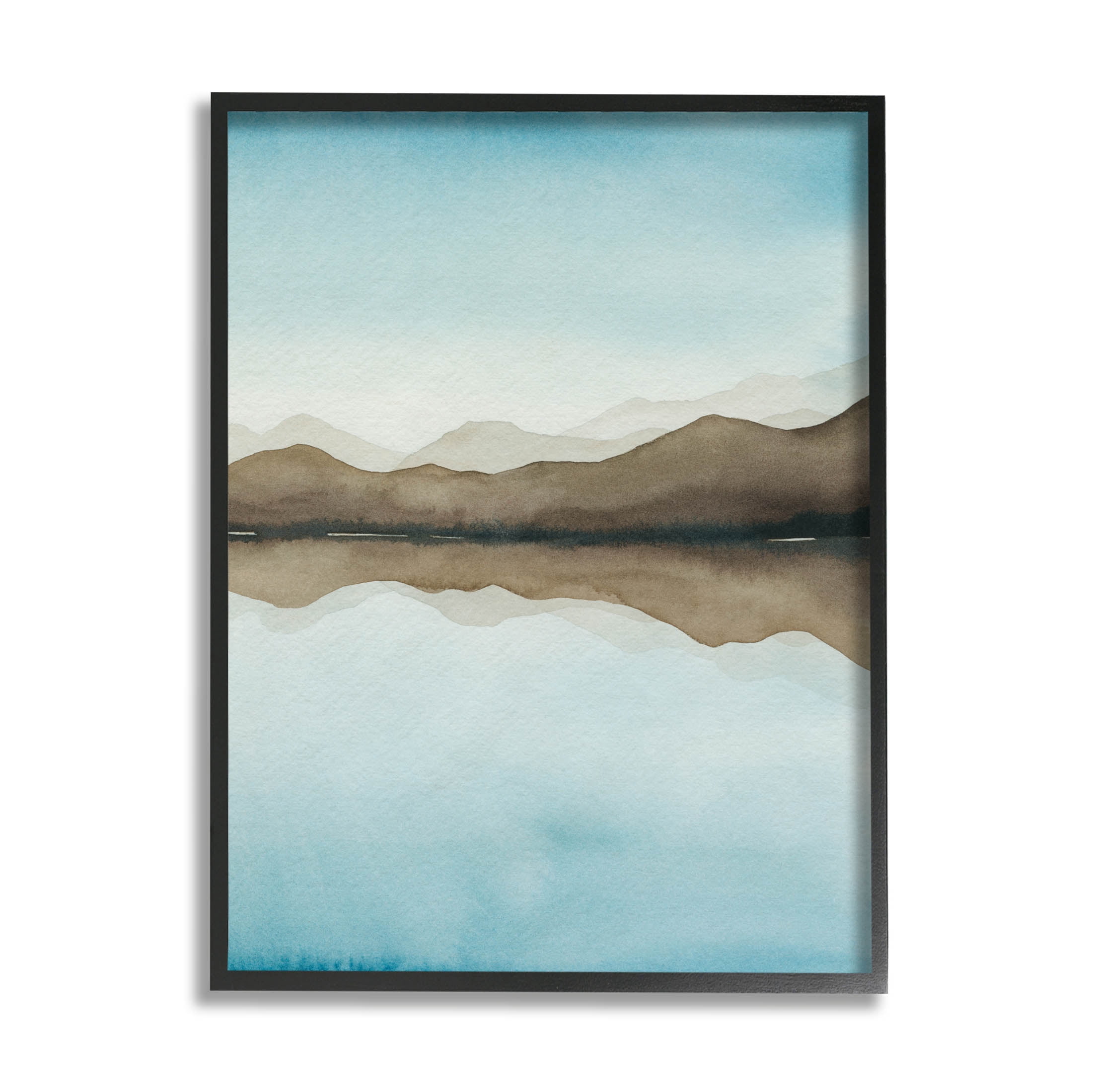 Stupell Industries Lakeside Mountains Reflection Landscape Painting Black Framed Art Print Wall Art, Design by Grace Popp