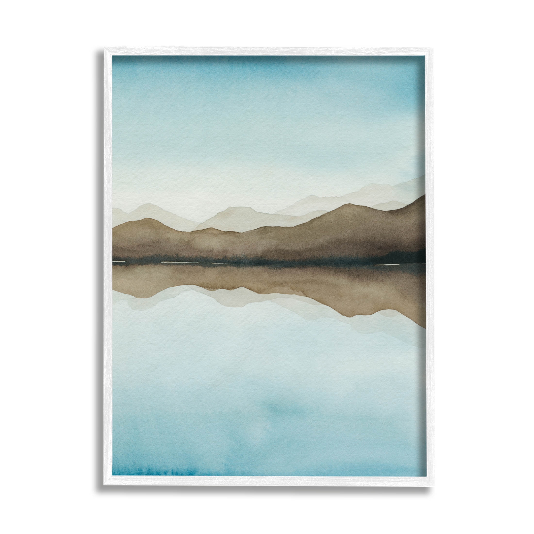 Stupell Industries Lakeside Mountains Reflection Landscape Painting White Framed Art Print Wall Art, Design by Grace Popp