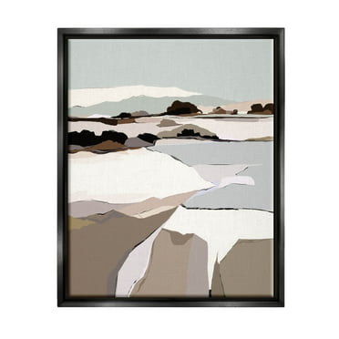 Stupell Industries Lakeside Shore Glattalp Scene Graphic Art Jet Black Floating Framed Canvas Print Wall Art, Design by Nikita Jariwala