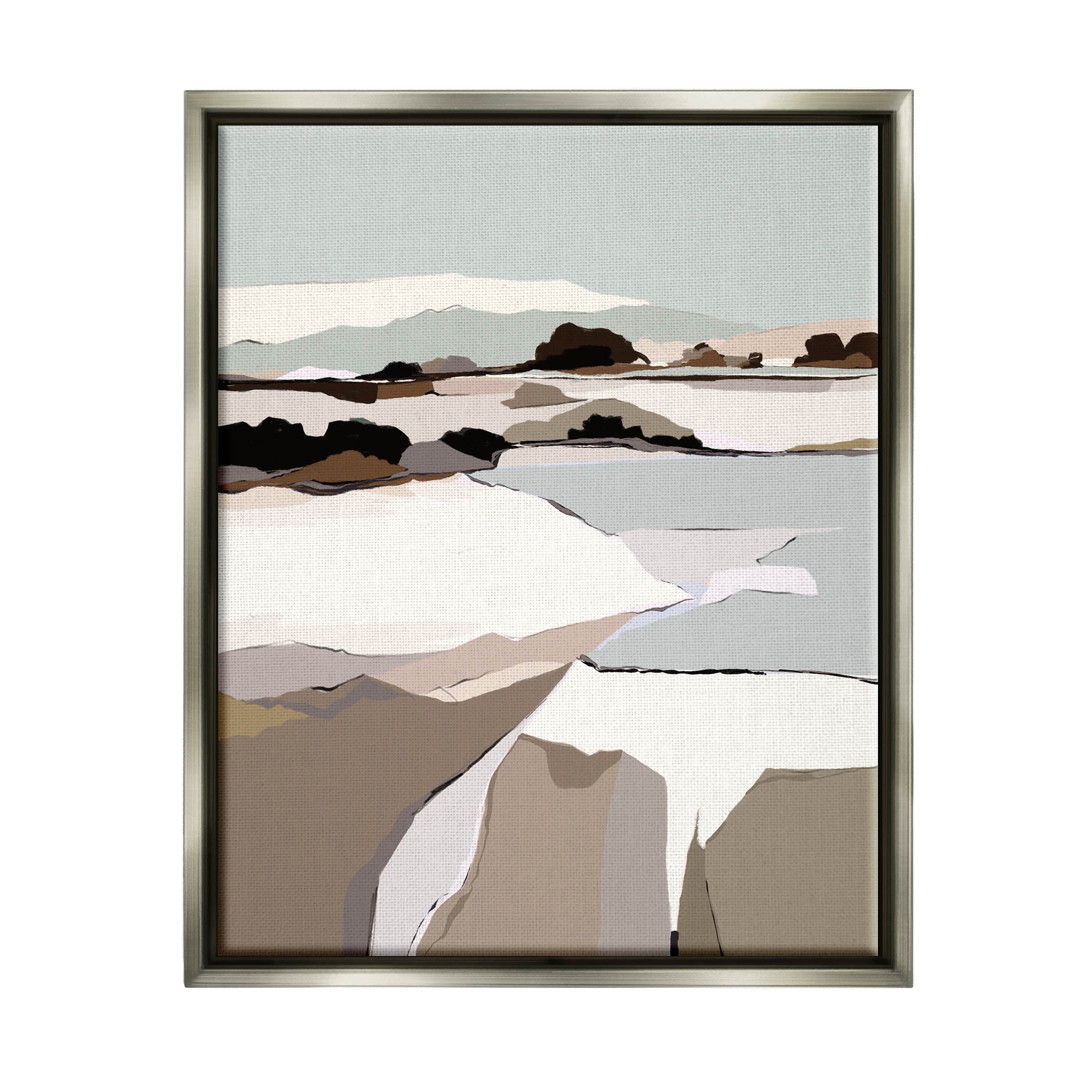 Stupell Industries Lakeside Shore Glattalp Scene Graphic Art Luster Gray Floating Framed Canvas Print Wall Art, Design by Nikita Jariwala