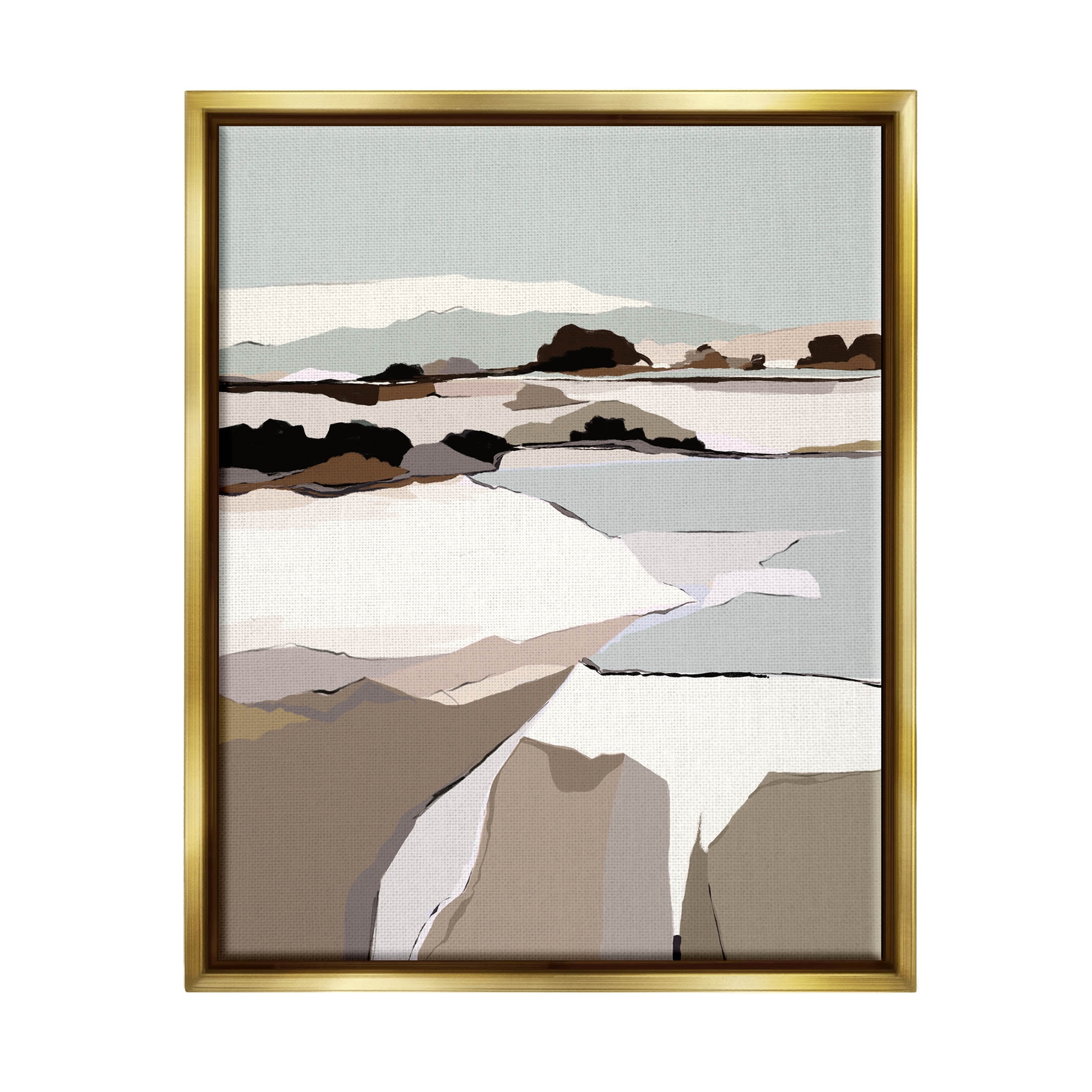 Stupell Industries Lakeside Shore Glattalp Scene Graphic Art Metallic Gold Floating Framed Canvas Print Wall Art, Design by Nikita Jariwala
