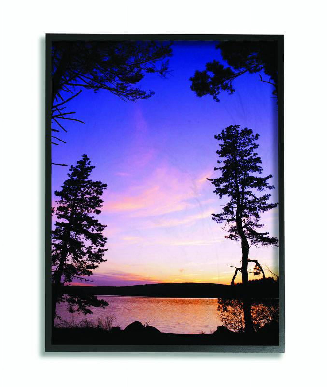 Stupell Industries Lakeside Sunset Silhouette Blue Orange Photograph Framed Wall Art by Joseph Elliott