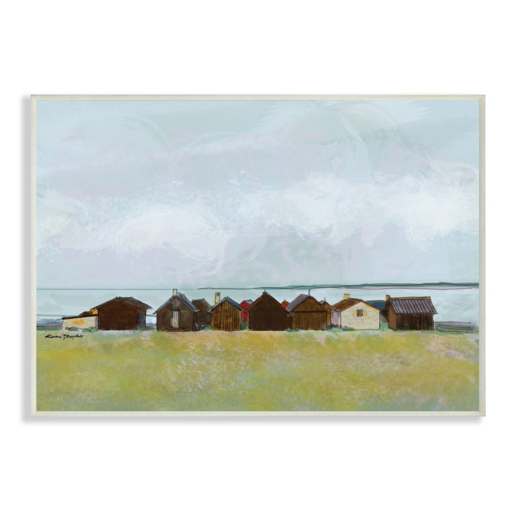 Stupell Industries Lakeside Town Landscape Drawing Wall Plaque by Karen Dreyfus, 10" x 15", Wall Plaque