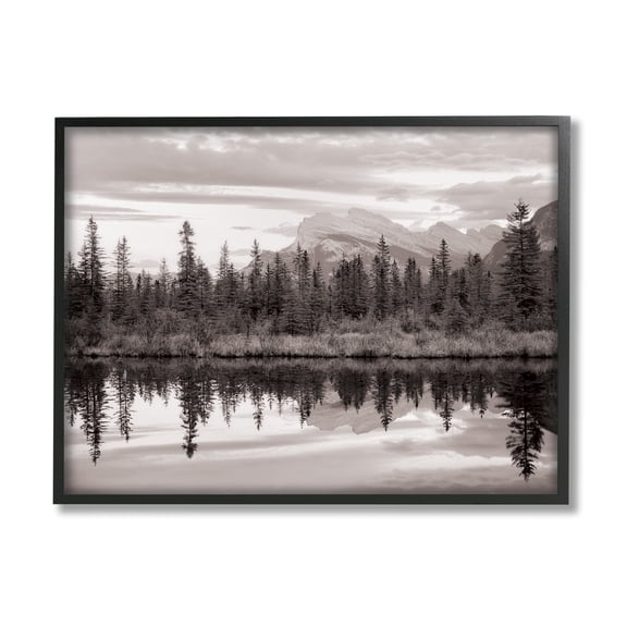Stupell Industries Lakeside Woodland Landscape Nature Photography Black Framed Art Print Wall Art, 14 x 11