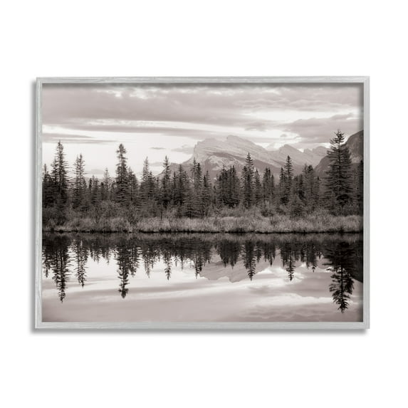 Stupell Industries Lakeside Woodland Landscape Nature Photography Gray Framed Art Print Wall Art, 30 x 24