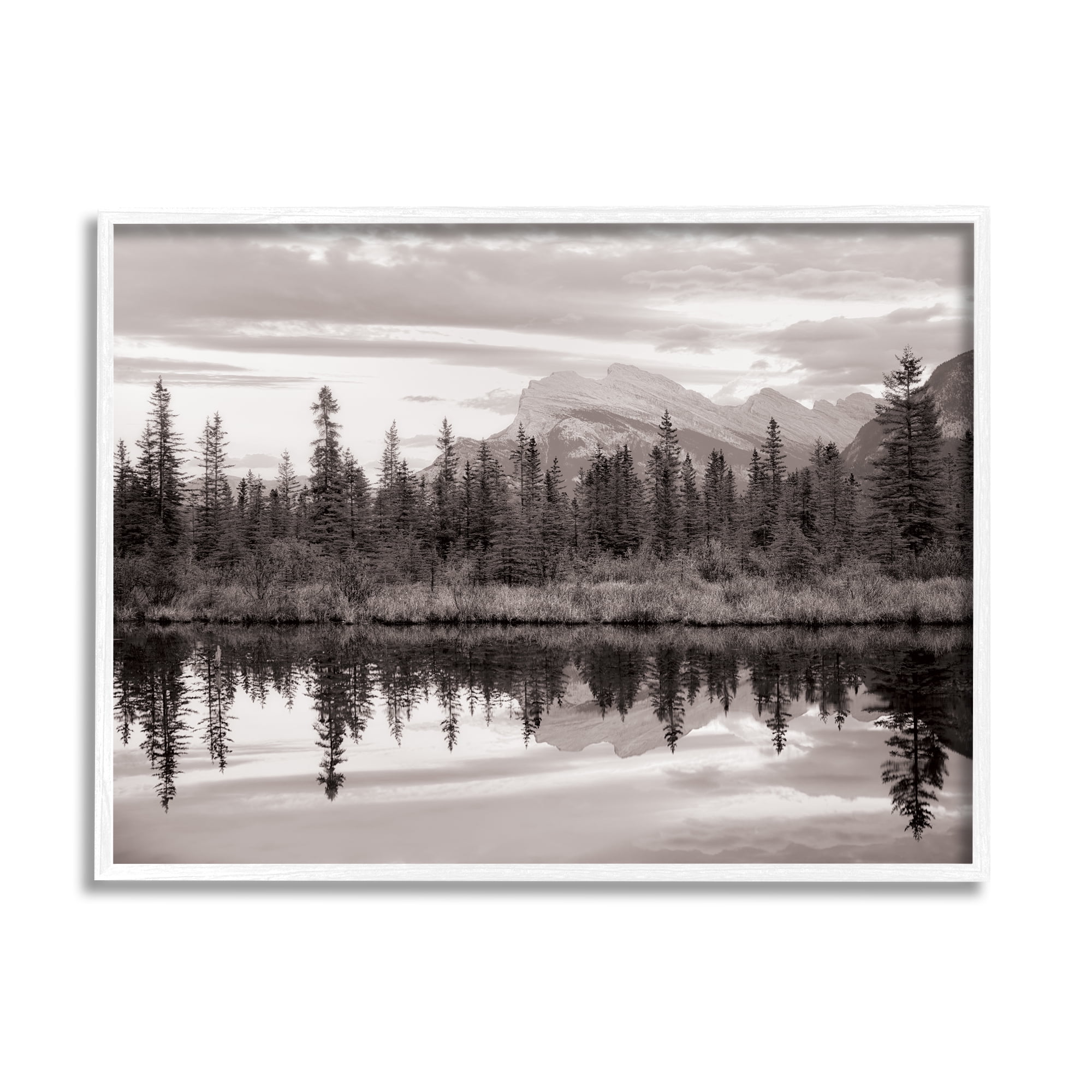 Stupell Industries Lakeside Woodland Landscape Nature Photography White Framed Art Print Wall Art, 30 x 24