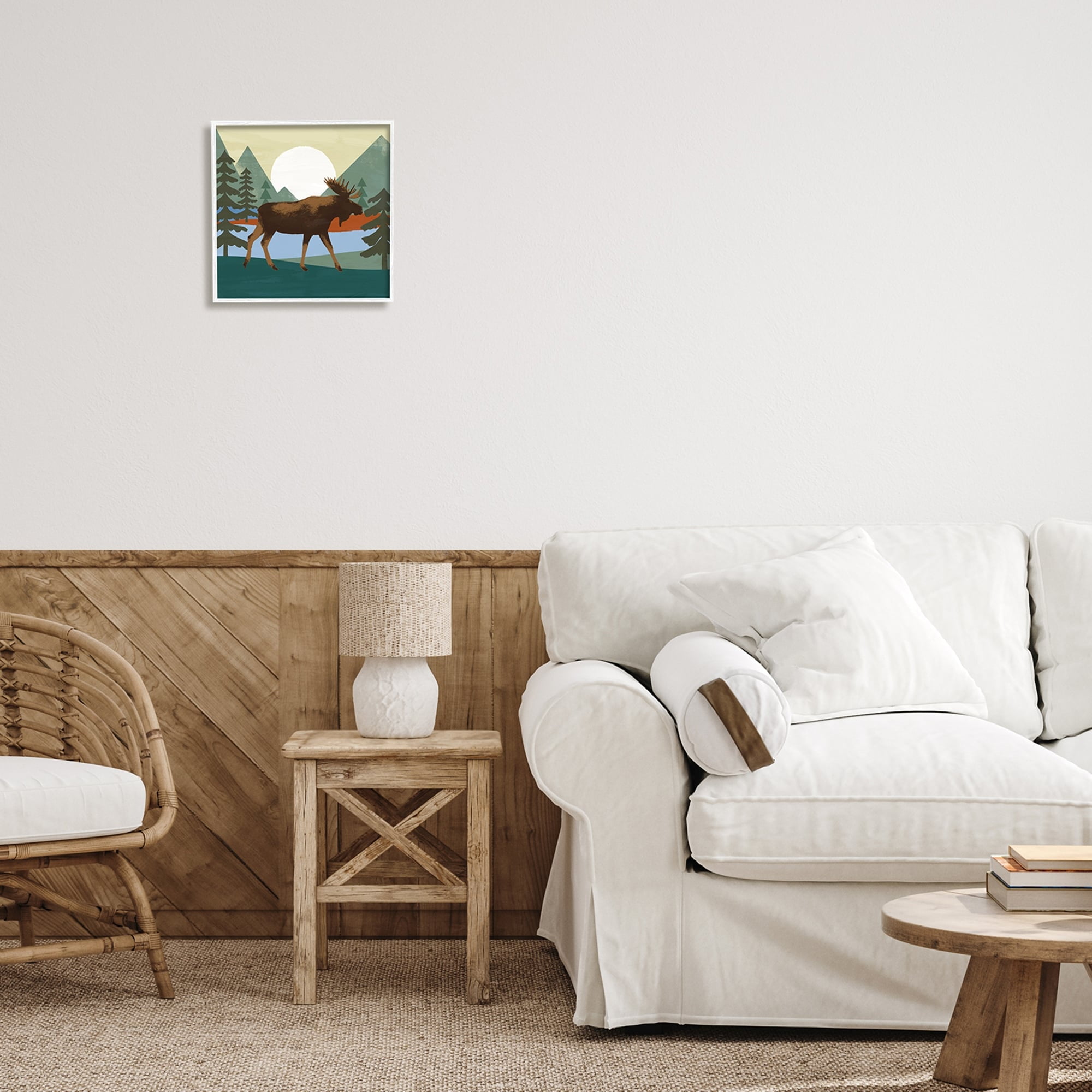 Stupell Industries Lakeside Woodlands Moose Walking Setting Sun, 12 x 12, Design by Victoria Barnes