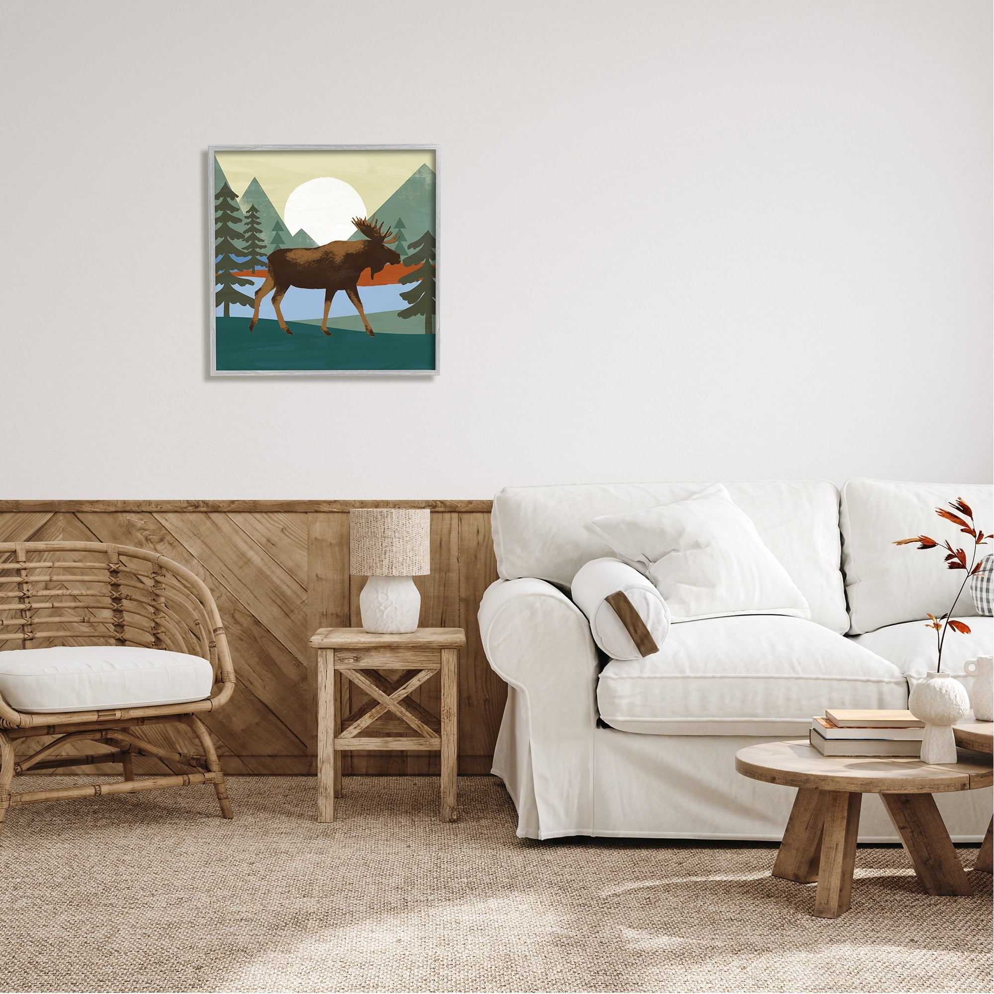 Stupell Industries Lakeside Woodlands Moose Walking Setting Sun, 24 x 24, Design by Victoria Barnes