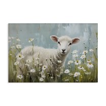 Stupell Industries Lamb Among Daisies Animals & Insects Painting Gallery Wrapped Canvas Art Print Wall Art, 24 x 16