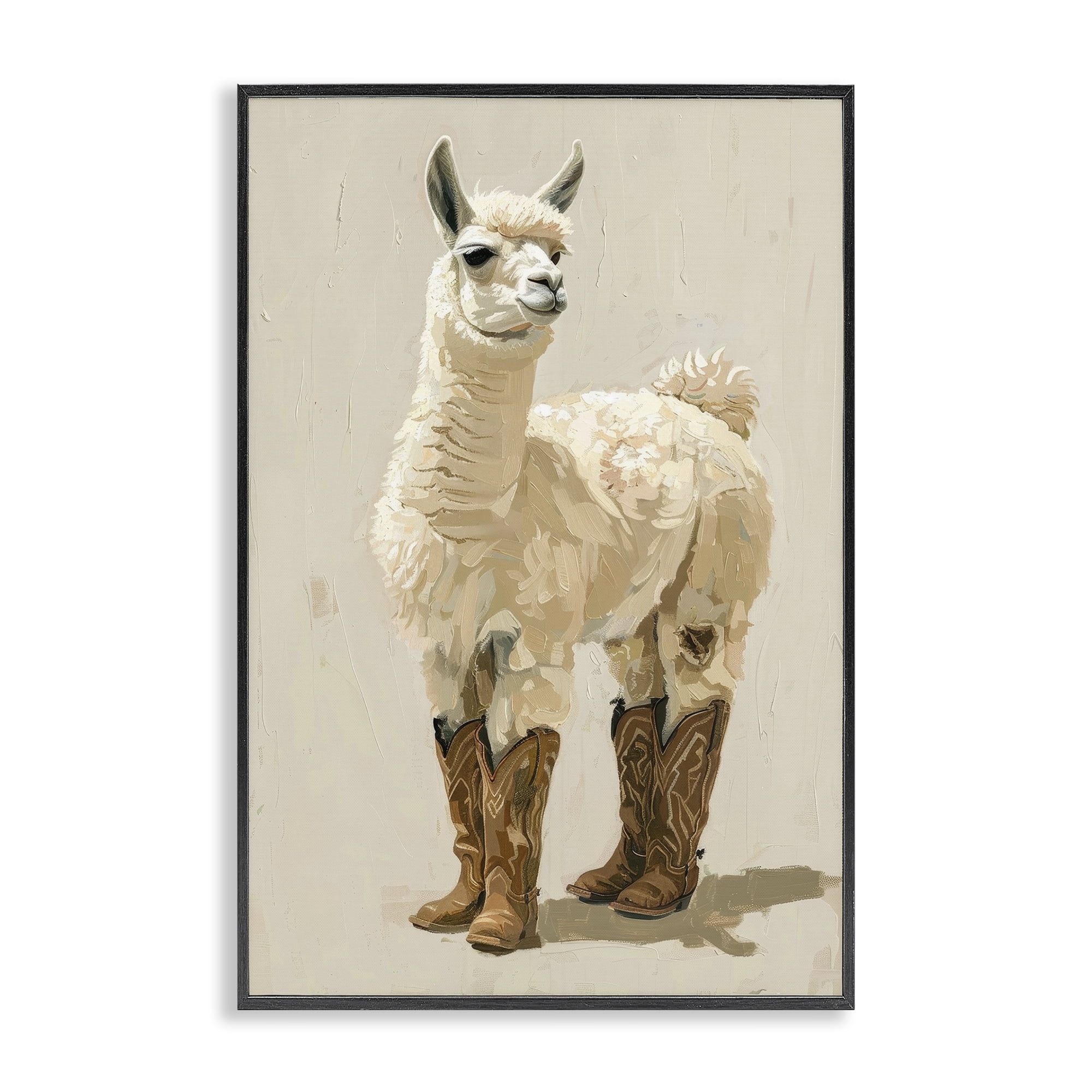 Stupell Industries Lamb & Cowboy Boots Animals & Insects Painting Black Framed Art Print Wall Art, 16 x 24