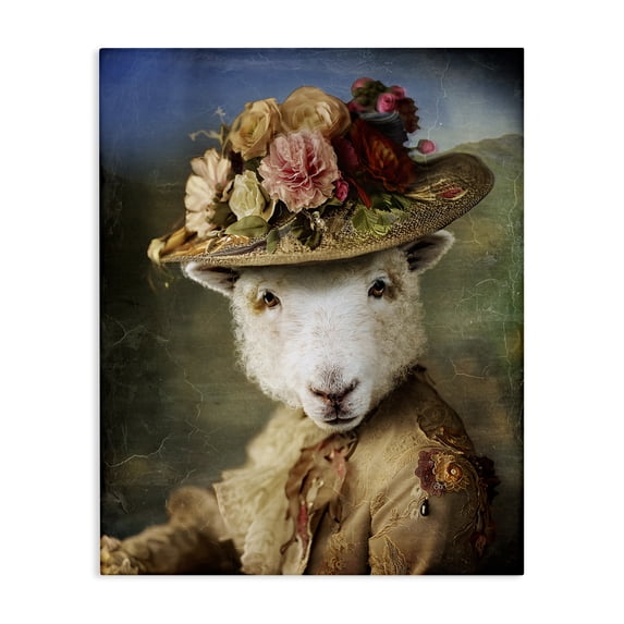 Stupell Industries Glam Lamb with Floral Hat Canvas Art, 16 x 20, by Karen Burke