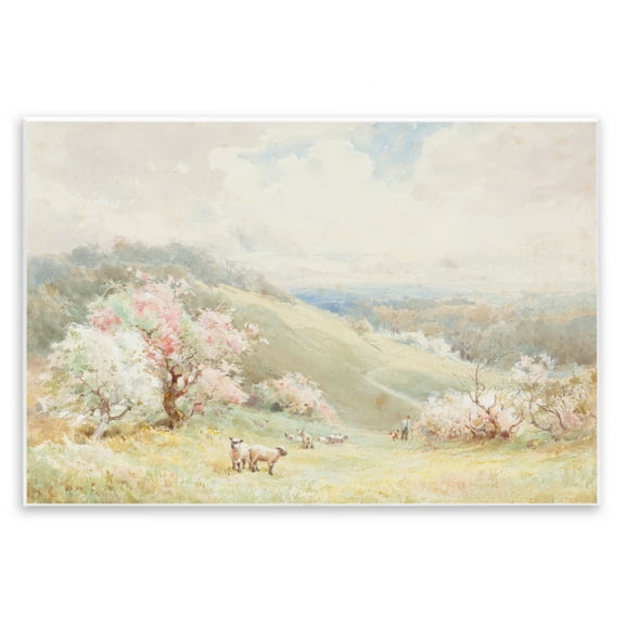 Stupell Industries Lambs Strolling Pastel Countryside Wall Plaque Art design by Lux + Me Designs, 10 x 15