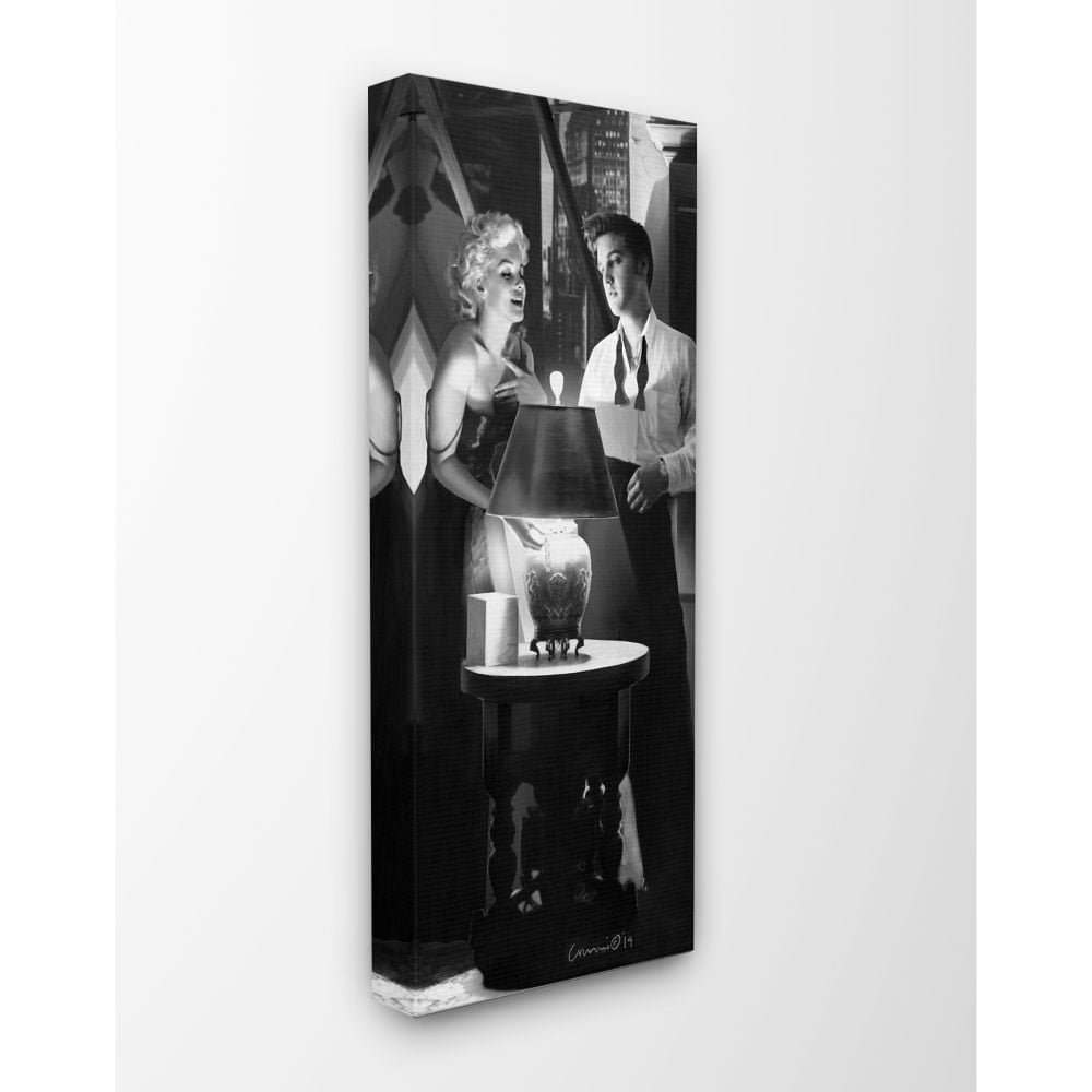 Stupell Industries Lamp Light Vintage Black And White Hollywood Movie Star Classic Illustration Canvas Wall Art by Jadei Graphics