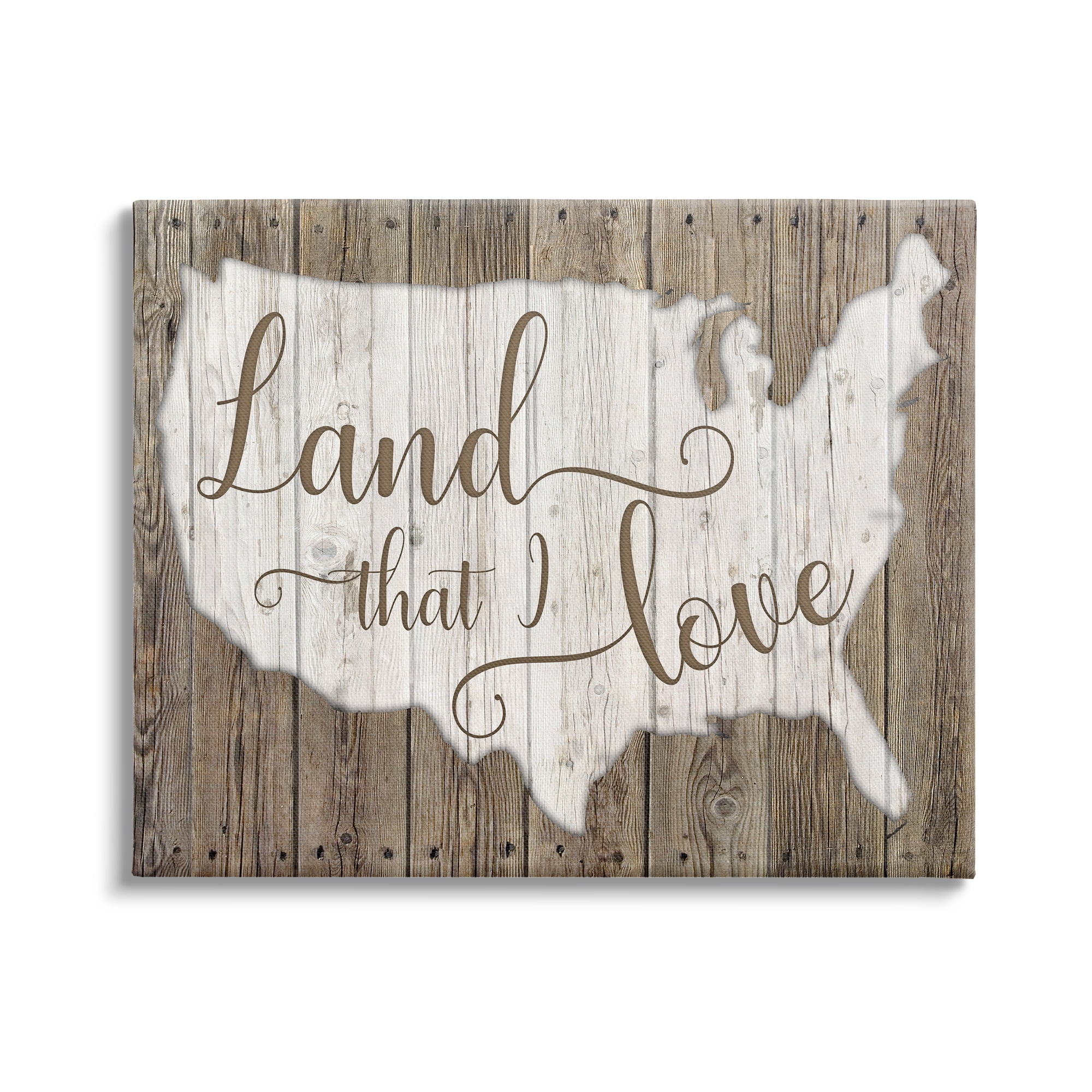 Stupell Industries Land I Love Map Rustic Background,40 x 30, Design by Kelly Donovan